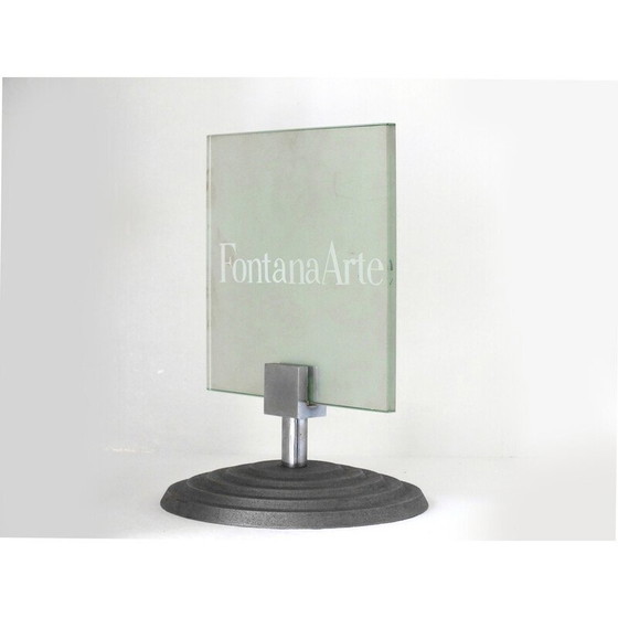 Image 1 of Enseignes de table vintage en verre dépoli gravé pour galerie par Fontana Arte, 1980