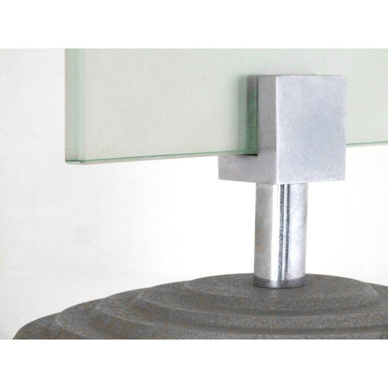 Image 1 of Enseignes de table vintage en verre dépoli gravé pour galerie par Fontana Arte, 1980