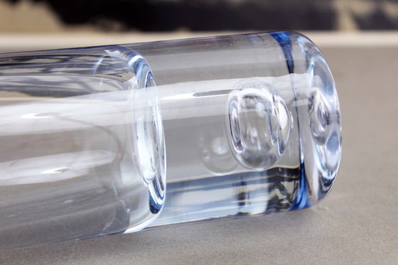 Image 1 of Vase Vintage En Verre Bleu 