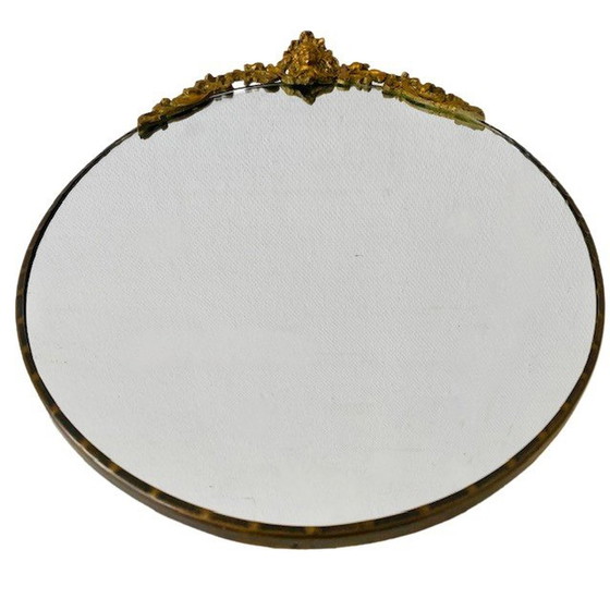 Image 1 of miroir baroque ovale à crête dorée métal