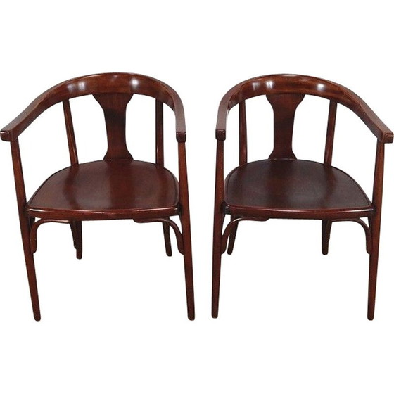 Image 1 of Paire de fauteuils vintage en bois courbé de la Maison Fischel, 1900