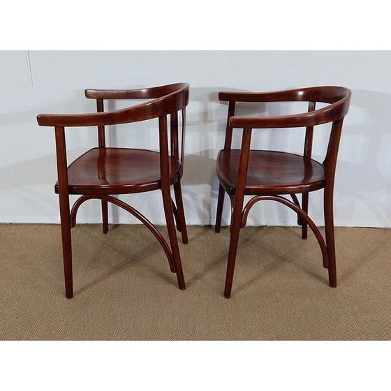 Image 1 of Paire de fauteuils vintage en bois courbé de la Maison Fischel, 1900