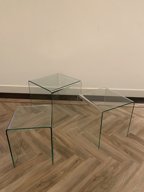 Image 1 of Rialto Tris Tables gigognes en verre (Ensemble de 3) Par Fiam Italia