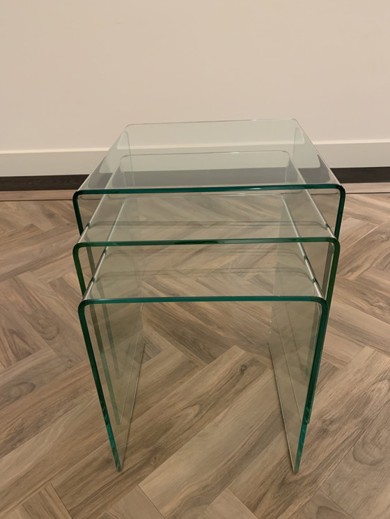 Image 1 of Rialto Tris Tables gigognes en verre (Ensemble de 3) Par Fiam Italia