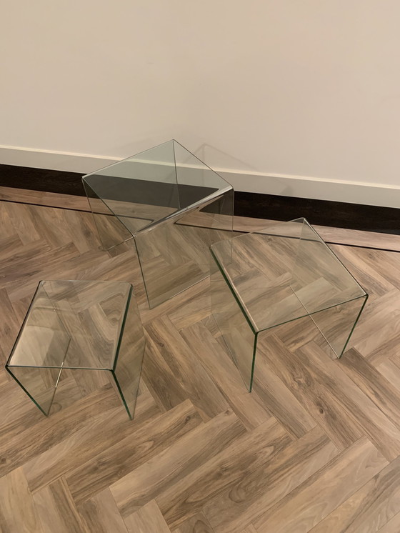 Image 1 of Rialto Tris Tables gigognes en verre (Ensemble de 3) Par Fiam Italia