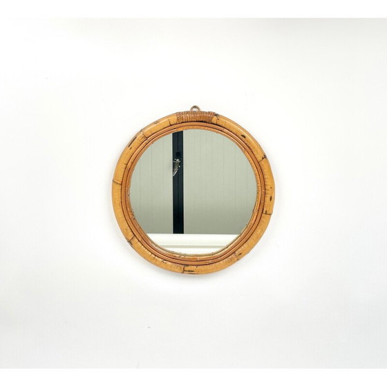 Image 1 of Miroir rond en bambou du Mid Century, Italie 1960