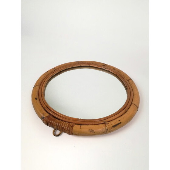 Image 1 of Miroir rond en bambou du Mid Century, Italie 1960