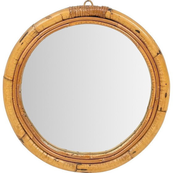 Image 1 of Miroir rond en bambou du Mid Century, Italie 1960