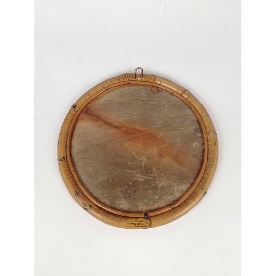 Image 1 of Miroir rond en bambou du Mid Century, Italie 1960