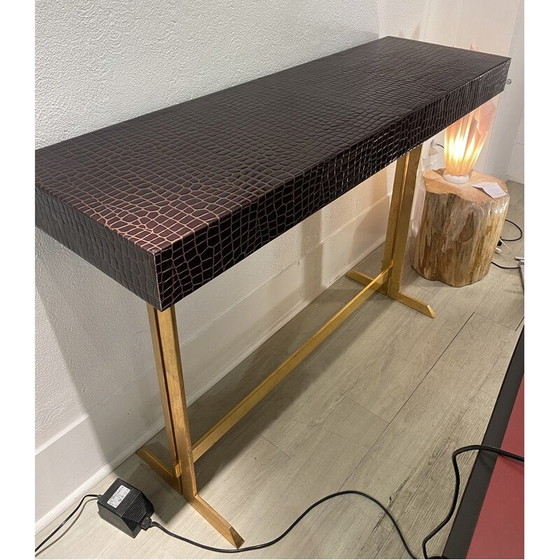 Image 1 of Miroir et console en cuir vintage