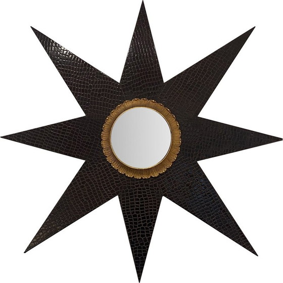 Image 1 of Miroir et console en cuir vintage