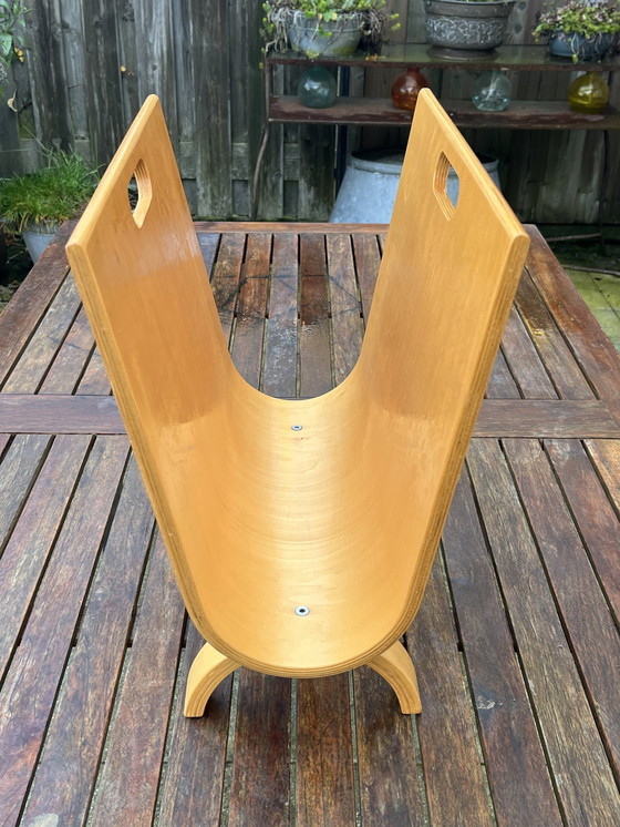 Image 1 of Porte-revues vintage en bois de bouleau - style Alvar Aalto