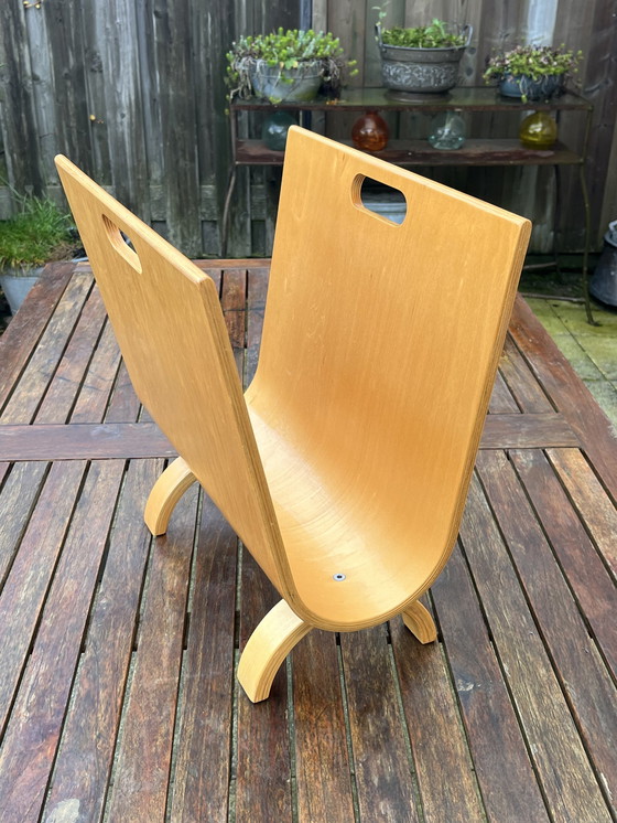 Image 1 of Porte-revues vintage en bois de bouleau - style Alvar Aalto