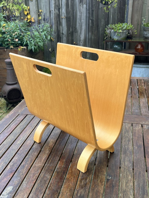 Porte-revues vintage en bois de bouleau - style Alvar Aalto