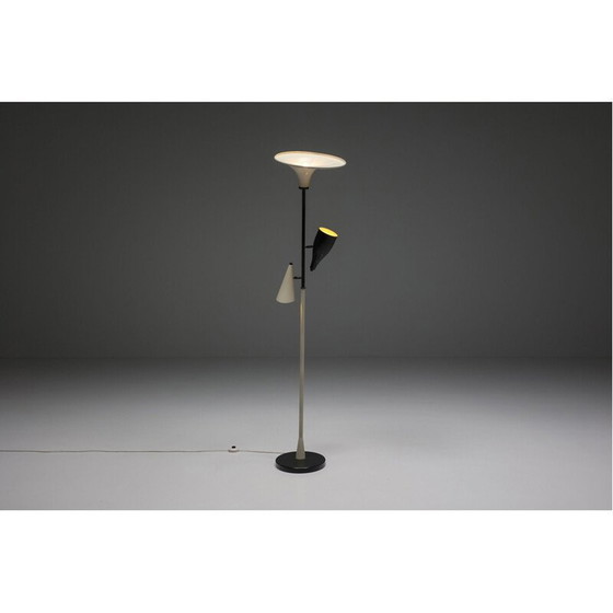 Image 1 of Lampadaire italien vintage jaune et noir, années 1950