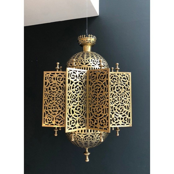 Image 1 of Lampe suspendue orientale vintage en laiton
