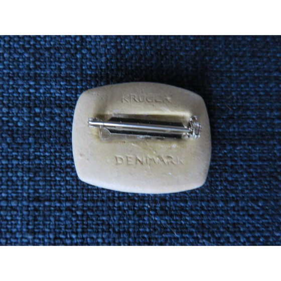 Image 1 of Broche et pendentif vintage en émail craquelé par Kruger, Danemark 1965