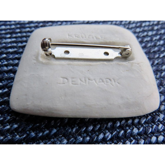 Image 1 of Broche et pendentif vintage en émail craquelé par Kruger, Danemark 1965