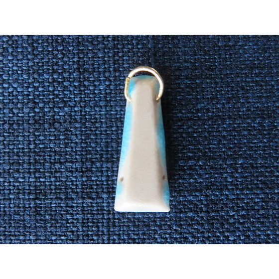 Image 1 of Broche et pendentif vintage en émail craquelé par Kruger, Danemark 1965