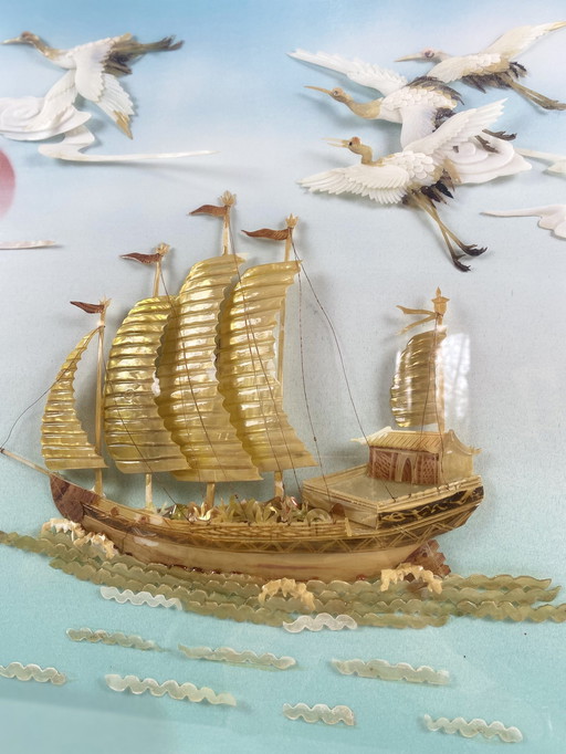 Tableau Asiatique En Coquillage 