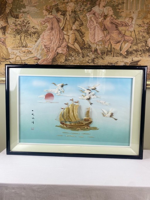 Tableau Asiatique En Coquillage 