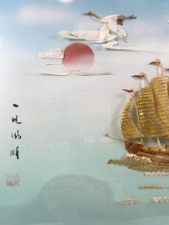 Image 1 of Tableau Asiatique En Coquillage 