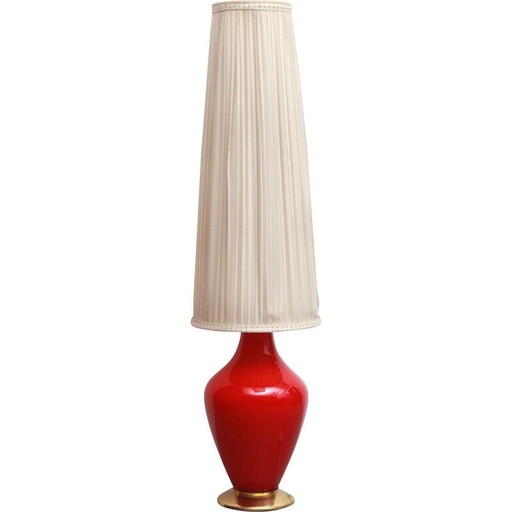 Lampadaire vintage en verre rouge, 1950