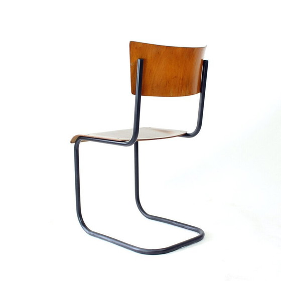 Image 1 of Chaise de bureau vintage en acier courbé et contreplaqué pour Kovona, Tchécoslovaquie 1950