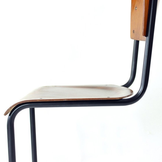 Image 1 of Chaise de bureau vintage en acier courbé et contreplaqué pour Kovona, Tchécoslovaquie 1950