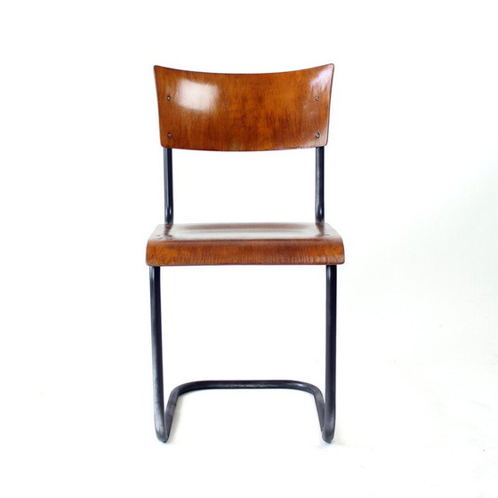 Image 1 of Chaise de bureau vintage en acier courbé et contreplaqué pour Kovona, Tchécoslovaquie 1950