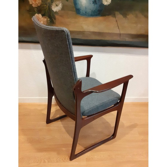 Image 1 of Paire de fauteuils vintage en bois massif teinté et tissu