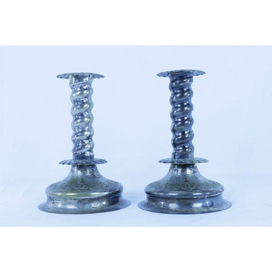 Image 1 of Paire de bougeoirs vintage en maillechort