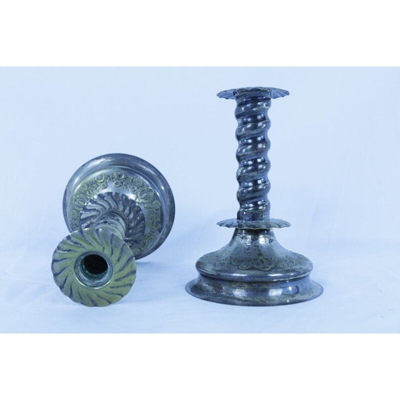 Image 1 of Paire de bougeoirs vintage en maillechort