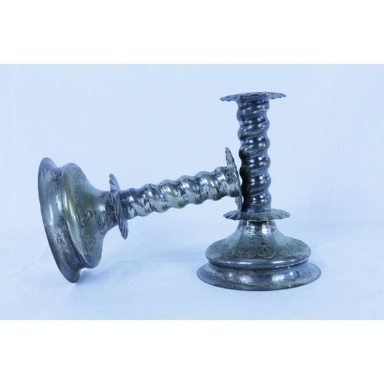 Image 1 of Paire de bougeoirs vintage en maillechort