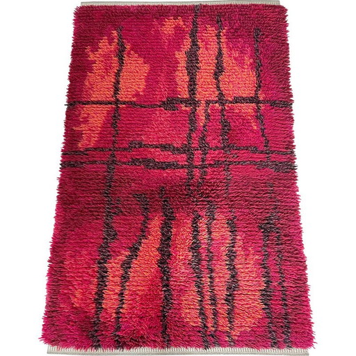 Tapis scandinave abstrait à poils longs Örgryte Rya, Suède, années 1960