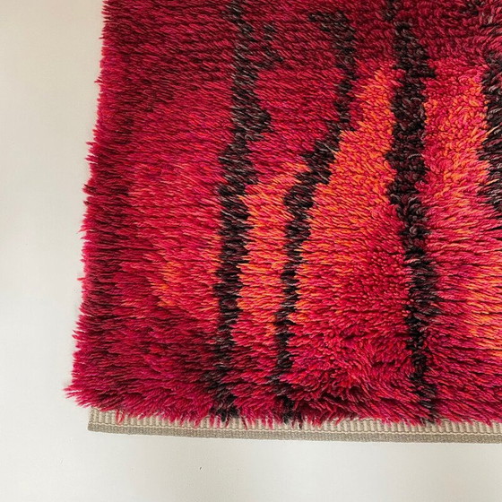 Image 1 of Tapis scandinave abstrait à poils longs Örgryte Rya, Suède, années 1960