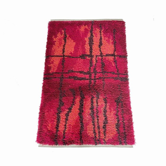 Image 1 of Tapis scandinave abstrait à poils longs Örgryte Rya, Suède, années 1960