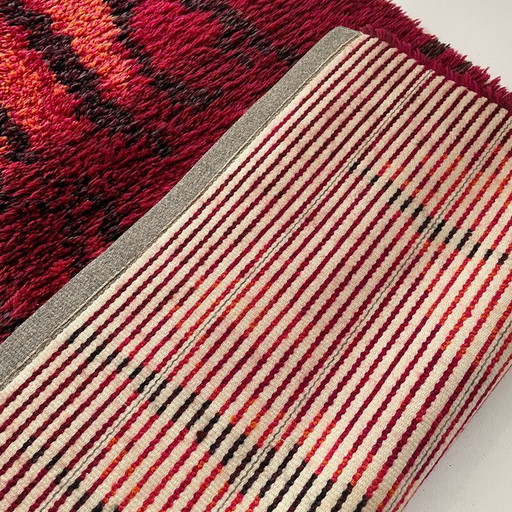 Tapis scandinave abstrait à poils longs Örgryte Rya, Suède, années 1960