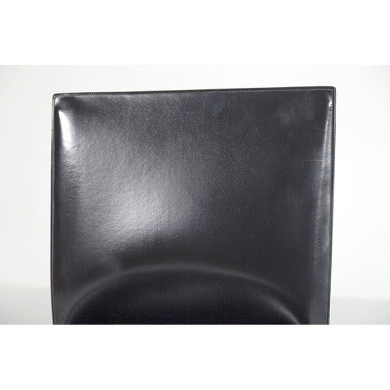 Image 1 of Ensemble vintage de 3 chaises de salle à manger en cuir noir par De Couro,1980
