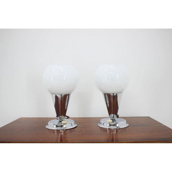 Image 1 of Paire de lampes de table Bauhaus Art Déco en chrome, Tchécoslovaquie 1930