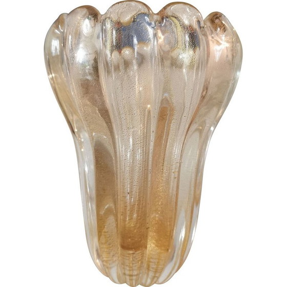 Image 1 of Vase vintage en verre de Murano avec paillettes d'or, Italie 1970