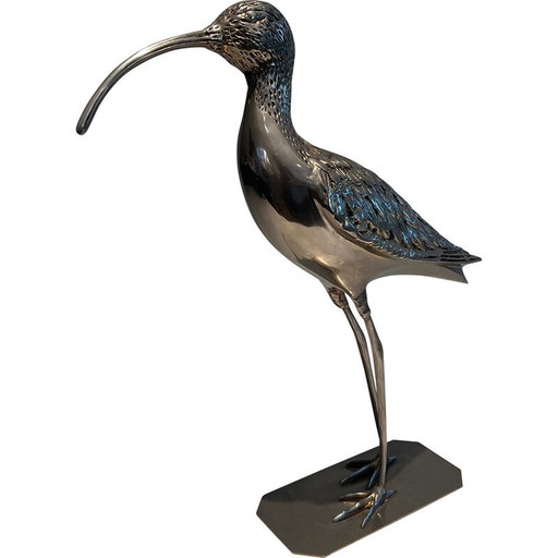 Oiseau vintage en laiton argenté, France 1970