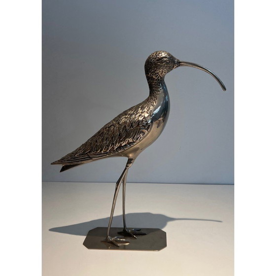 Image 1 of Oiseau vintage en laiton argenté, France 1970