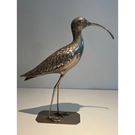 Oiseau vintage en laiton argenté, France 1970