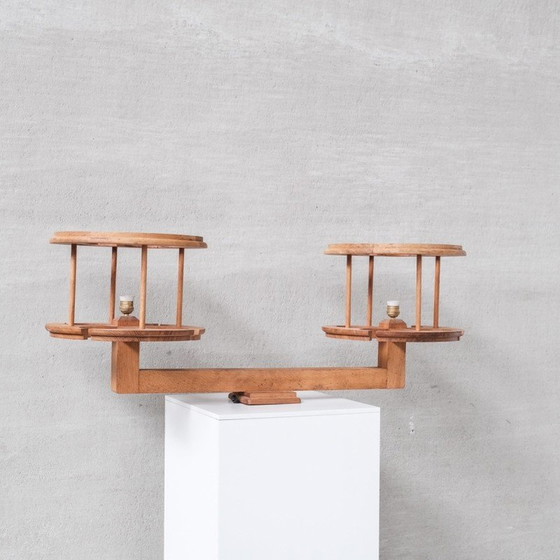 Image 1 of Lampe suspendue vintage en bois par Guillerme et Chambron, France 1960