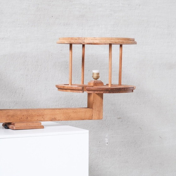 Image 1 of Lampe suspendue vintage en bois par Guillerme et Chambron, France 1960