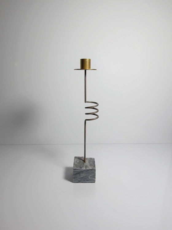 Image 1 of Ikea Krasen Bougeoir Set 3pcs Postmoderne 80e Vintage Bougeoir Pierre Laiton Kräsen Ehlén Johansson