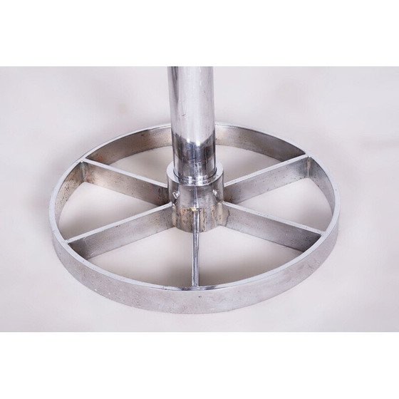 Image 1 of Paire de tabourets Bauhaus vintage en acier chromé et cuir brun, Tchécoslovaquie 1939