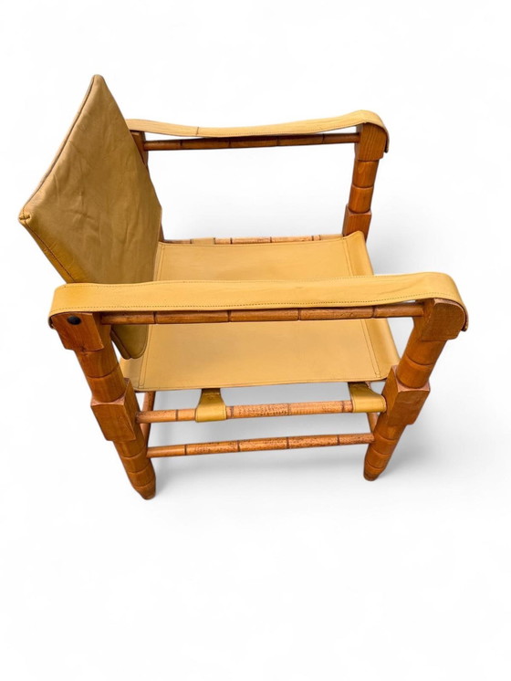 Image 1 of Chaises en cuir Vintage Safari - Lot de 2