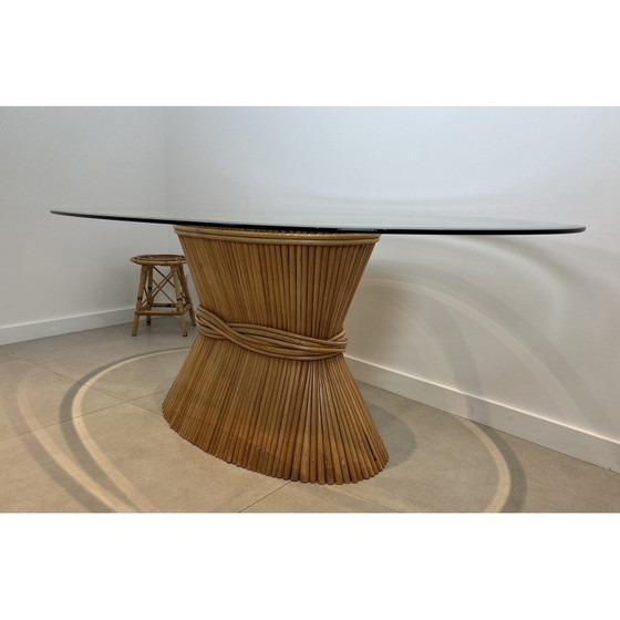 Image 1 of Table vintage en bambou "Epi de Blé" par la designer américaine Elinor Mc Guire, 1970